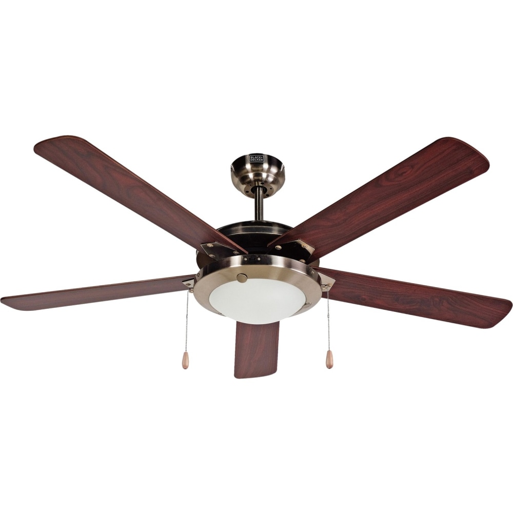 Black+Decker 5-Bladed Pull Chain Ceiling Fan, 52in, Brushed Nickel, Total Qty 1 MPN:BCF5211