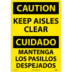 NMC™ Bilingual Plastic Sign Caution Keep Aisles Clear 14