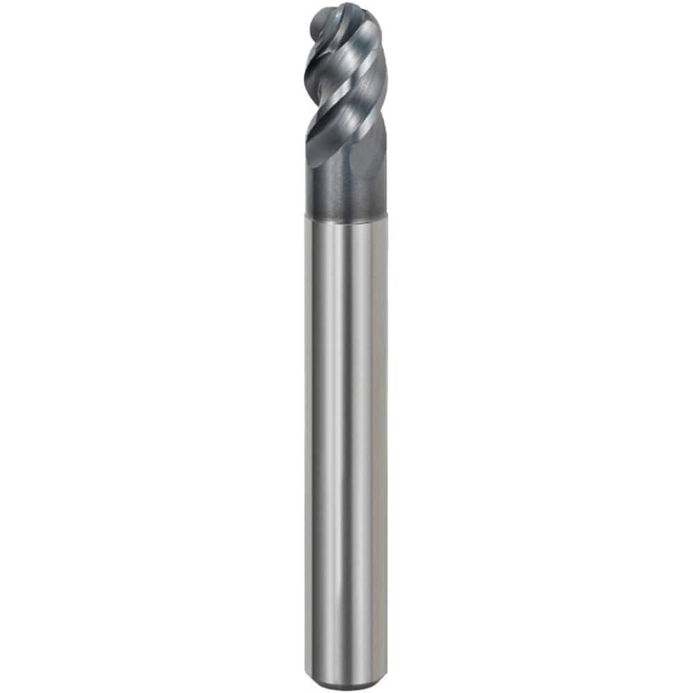 Ball End Mills, Mill Diameter (Decimal Inch): 0.1181 , Mill Diameter (mm): 3.00 , Number Of Flutes: 4 , End Mill Material: Carbide  MPN:649424