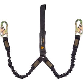 Guardian Arc Flash Shock Absorbing Lanyard Stretch Dual Leg Steel Snap Hook & Web Loop 6'L 3400012