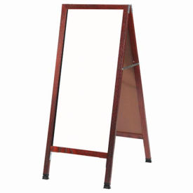 Aarco Solid Cherry Finish A-Frame Sidewalk White Marker Board - 18