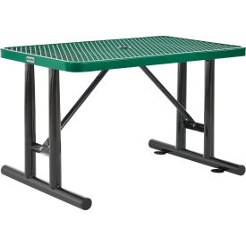 GoVets™ 4' Rectangular Steel Outdoor Table Expanded Metal Green 550GN277