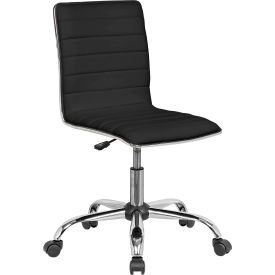 Interion® Antimicrobial Armless Synthetic Leather Chair Black 857BK-AM695