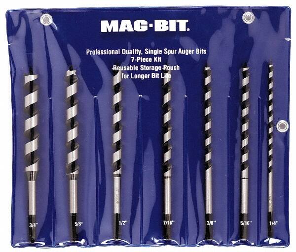 Drill Bit Set: Auger Drill Bits, 7 Pc, Carbon Steel MPN:701.7000