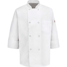 Chef Designs 8 Button-Front Chef Coat Thermometer Pocket Pearl Buttons White Poly/Cotton M 0413WHRGM