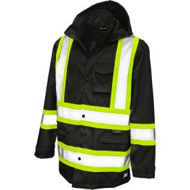 Tough Duck Ripstop Safety Rain Jacket CSA Class 1 Level 2 XL Black S37211-BLACK-XL