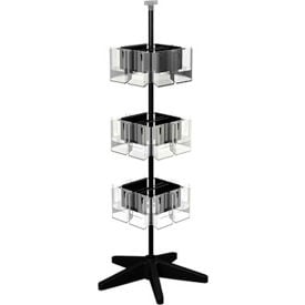 Rotating Literature Display w/ 24 Clear Pockets & Heavy Duty Base Black T123S