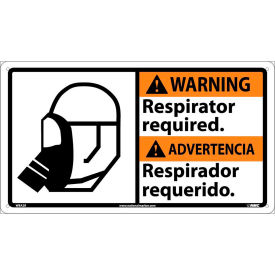 Bilingual Plastic Sign - Warning Respirator Required WBA2R