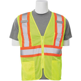 ERB® Aware Wear® S383P ANSI Class 2 Safety Vest Zipper Closure L Hi-Viz Lime WEL61816HLLG