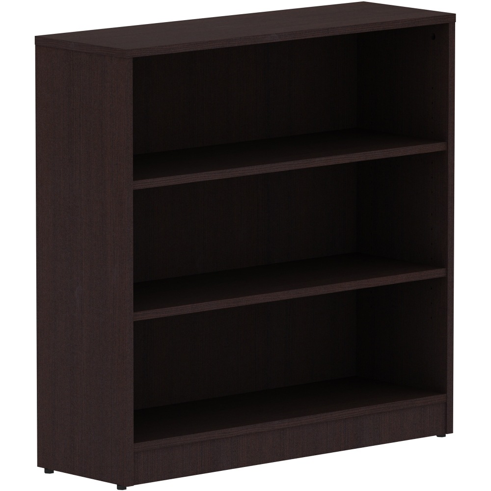 Lorell Essentials 3-Shelf Laminate Modular Shelving Bookcase, 36inH x 36inW x 12inD, Espresso MPN:18276