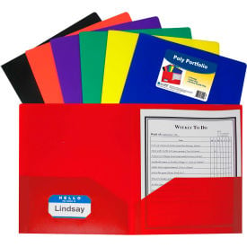 C-Line Products Two-Pocket Heavyweight Poly Portfolio Folder Assorted Colors - 36 Folders/Set 33950-DS