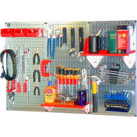 Wall Control Pegboard Standard Tool Storage Kit Galvanized Red 48