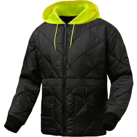 GSS Enhanced Visibility Diamond Quilted Jacket w/ Removable Hood Black 2XL 8033-2XL