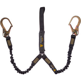 Guardian Arc Flash Shock Absorbing Lanyard Stretch Dual Leg Steel Rebar Hook & Web Loop 6'L 3400014