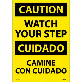 NMC™ Bilingual Vinyl Sign Caution Watch Your Step 14