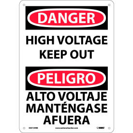 Bilingual Plastic Sign - Danger High Voltage Keep Out ESD139RB