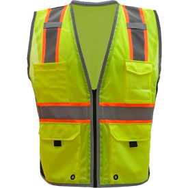 GSS Safety Class 2 Hype-Lite Safety Vest w/Black Side-Lime-MD 1703-MD