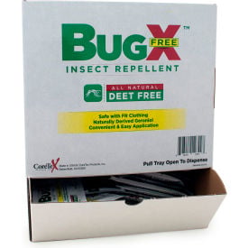 CoreTex® Bug X FREE 12844 Insect Repellent DEET Free Towelette Wallmount Box 50 Packets 12844
