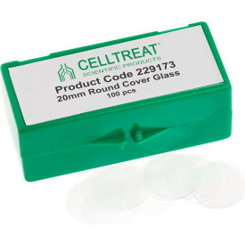 CELLTREAT® 20mm Round Cover Glass Fits 12 Well Plate Sterile 100/PK 229173