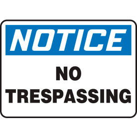 Accuform MATR802VP Notice Sign No Trespassing 10