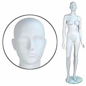 Fem. Mannequin - Abstr. head Arms by Side Right Leg Forward - Cameo White EVE-4H