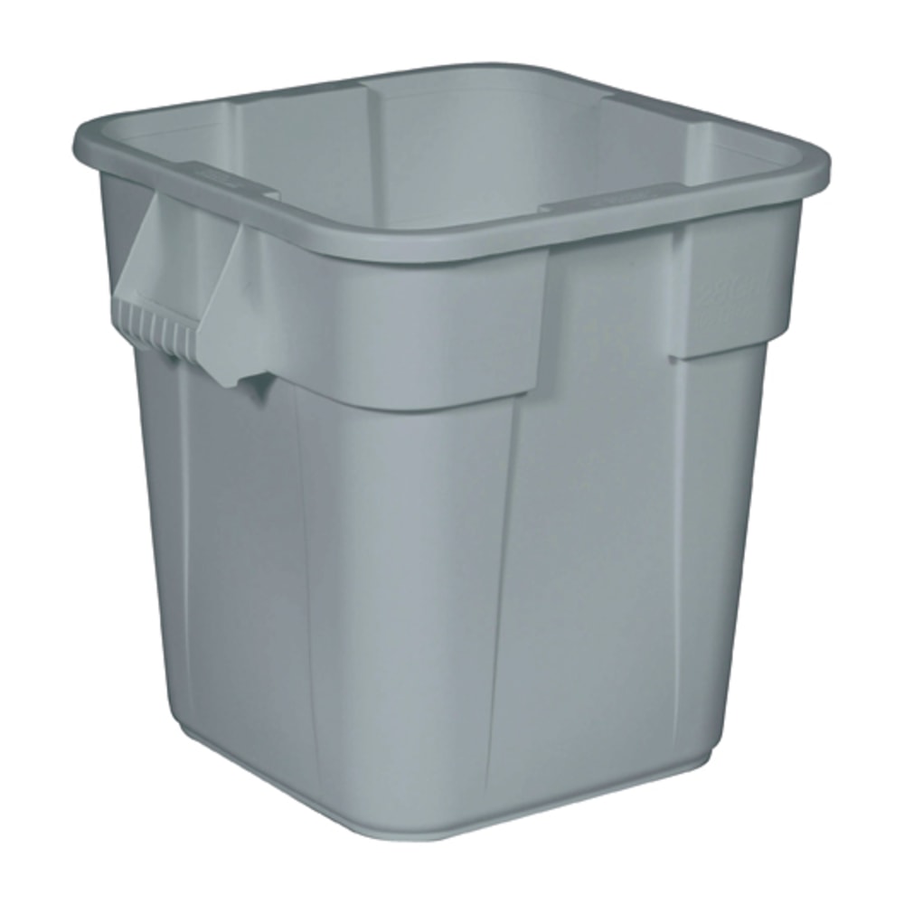 Rubbermaid Commercial Square Brute Container - 28 gal Capacity - Square - Handle, Rounded Corner, Easy to Clean, Sturdy - 352600GY MPN:352600GY