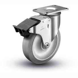 Colson® 2 Series Swivel Plate Caster 2.04256.441 BRK5 Rubber Total Lock Brake 4
