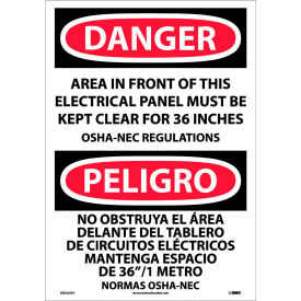 NMC™ Bilingual Vinyl Sign Area In Front Of This Electrical Panel Kept Clear 14