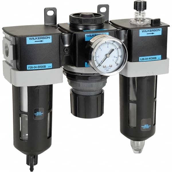 FRL Combination Unit: 3/4 NPT, Standard, 3 Pc Filter-Regulator-Lubricator with Pressure Gauge MPN:C28-06-FLG0B
