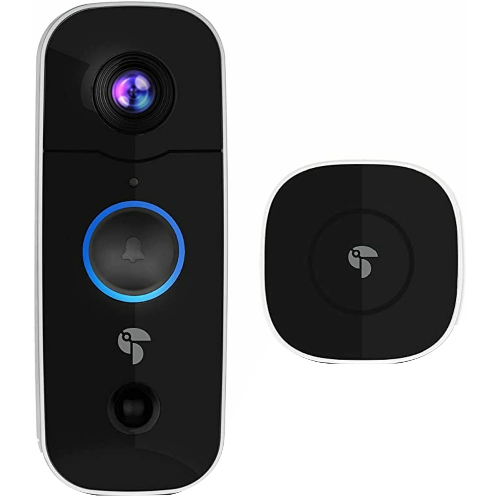 Toucan TVD200WU Battery-Powered Wireless Video Doorbell With Doorbell Chime, 5.5inH x 2.1inW x 1.2inD, White MPN:TVD200WU