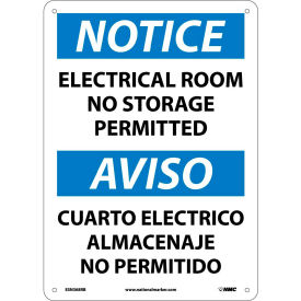 Bilingual Plastic Sign - Notice Electrical Room No Storage Permitted ESN368RB
