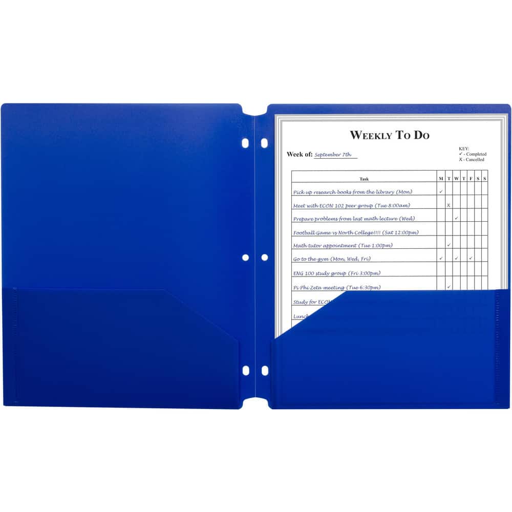 Portfolios, Report Covers & Pocket Binders; Color: Blue; Overall Width: 9; Overall Length: 11.00; Material: Polypropylene; UNSPSC Code: 44122011 MPN:33935-BX - Pkg Qty 25