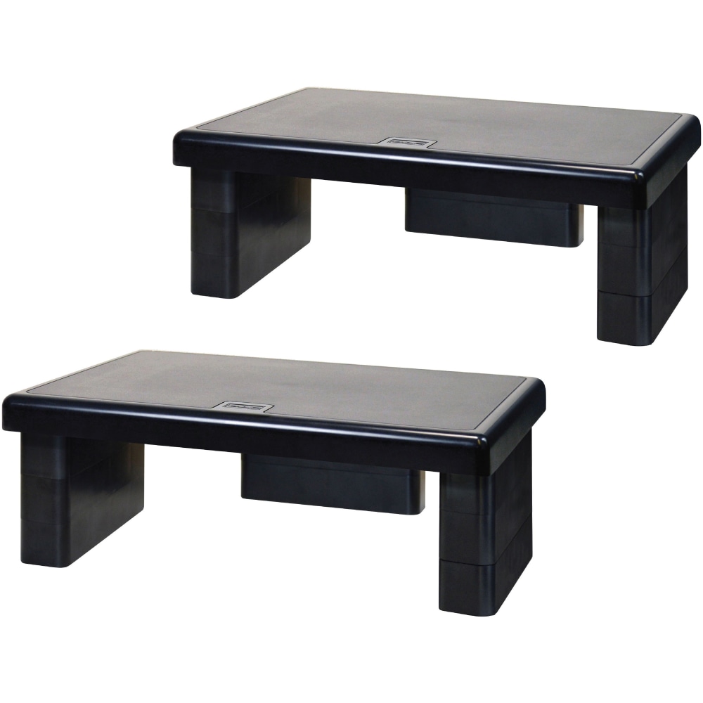 DAC Data Accessories Company Stax MP 107 Monitor Riser Stand 66 lb Load Capacity 4.8inH x 13inW x 10.5inD Recycled Plastic Black MPN:02160