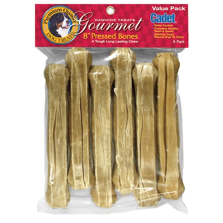 Pressed Rawhide Bones 8 inches 6Pcs MPN:C00830-12
