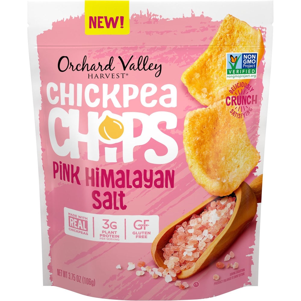 Orchard Valley Harvest Pink Himalayan Salt Chickpea Chips - Gluten-free, Individually Wrapped - Crunch, Sea Salt, Crunchy - 1 Serving Bag - 3.75 oz - 6 / Carton (Min Order Qty 4) MPN:V14029
