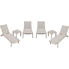 GoVets™ Outdoor Table Set 2 Aluminum Slatted Side Tables & 4 Chaise Lounge Chairs 311244