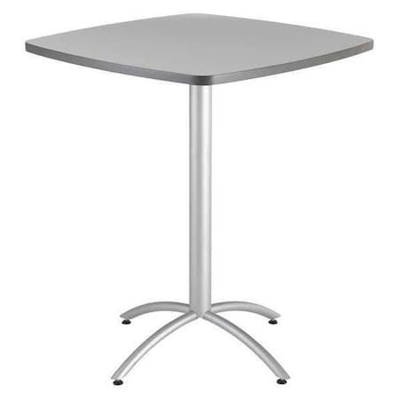 CafeWorks Cafe/Breakroom Table, Gray Top, Silver Frame, 42 in W x 42 in L x 42 in H MPN:65677