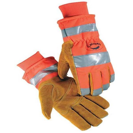 Hi-Vis Cold Protection Gloves, Cowhide Leather Palm, Heatrac Lining, Orange, M ( 8 ) MPN:1353-4