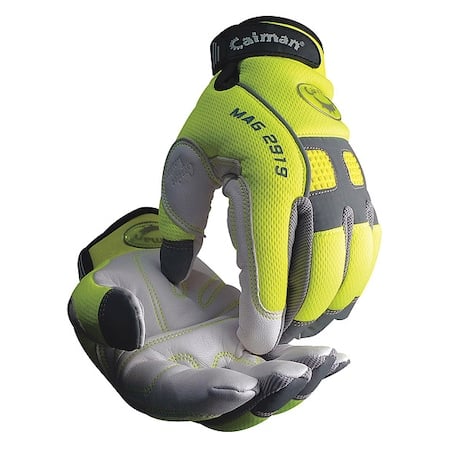 Hi-Vis Mechanics Gloves, S, Yellow/White MPN:2919 S