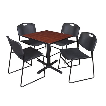 Cain Square Table & Chair Set, Wood, Metal, Polypropylene Top MPN:TB3030CH44BK