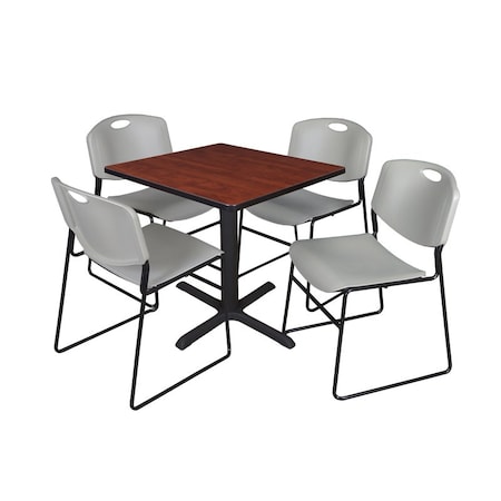 Cain Square Table & Chair Set, Wood, Metal, Polypropylene Top MPN:TB3030CH44GY