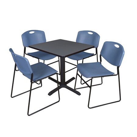 Cain Square Table & Chair Set, Wood, Metal, Polypropylene Top MPN:TB3030GY44BE