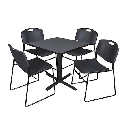 Cain Square Table & Chair Set, Wood, Metal, Polypropylene Top MPN:TB3030GY44BK