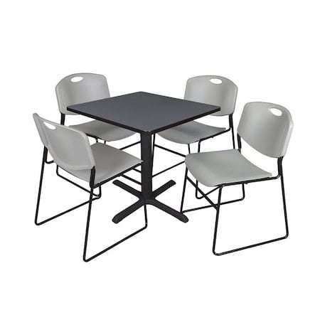 Cain Square Table & Chair Set, Wood, Metal, Polypropylene Top MPN:TB3030GY44GY