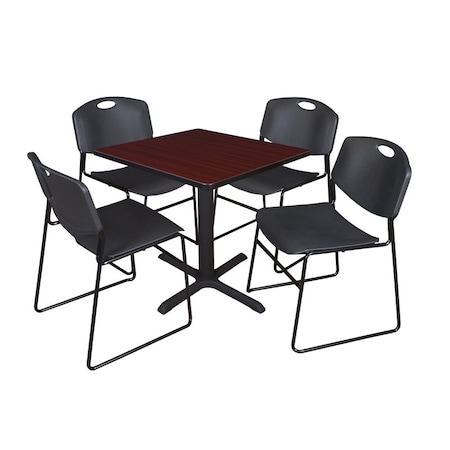 Cain Square Table & Chair Set, Wood, Metal, Polypropylene Top MPN:TB3030MH44BK