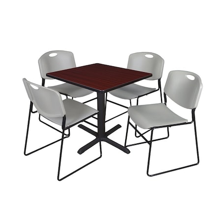 Cain Square Table & Chair Set, Wood, Metal, Polypropylene Top MPN:TB3030MH44GY