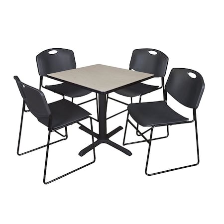 Cain Square Table & Chair Set, Wood, Metal, Polypropylene Top MPN:TB3030PL44BK