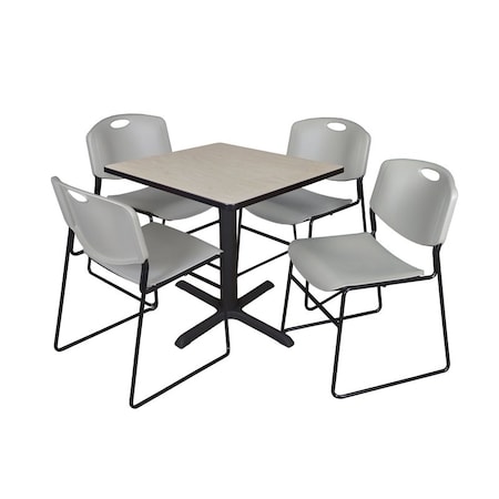 Cain Square Table & Chair Set, Wood, Metal, Polypropylene Top MPN:TB3030PL44GY