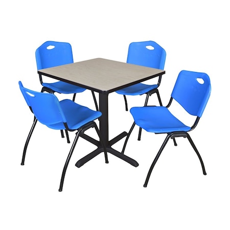 Cain Square Table & Chair Set, Wood, Metal, Plastic Top, Maple MPN:TB3030PL47BE