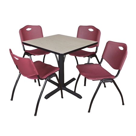 Cain Square Table & Chair Set, Wood, Metal, Plastic Top, Maple MPN:TB3030PL47BY